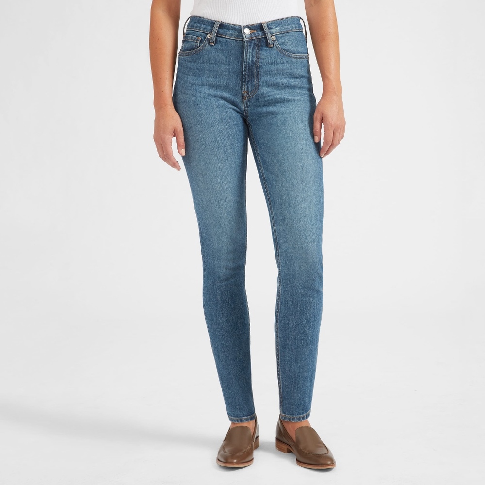 Everlane High-Rise Skinny Jean in Mid Blue 26